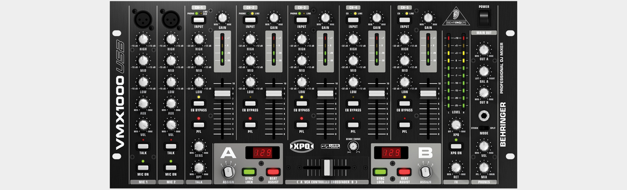 Behringer VMX1000USB 7 Channel DJ Mixer with USB | MUSIC STORE professional