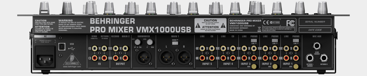 Behringer VMX1000USB Mixeur 7 canaux DJ, logiciel | MUSIC STORE professional