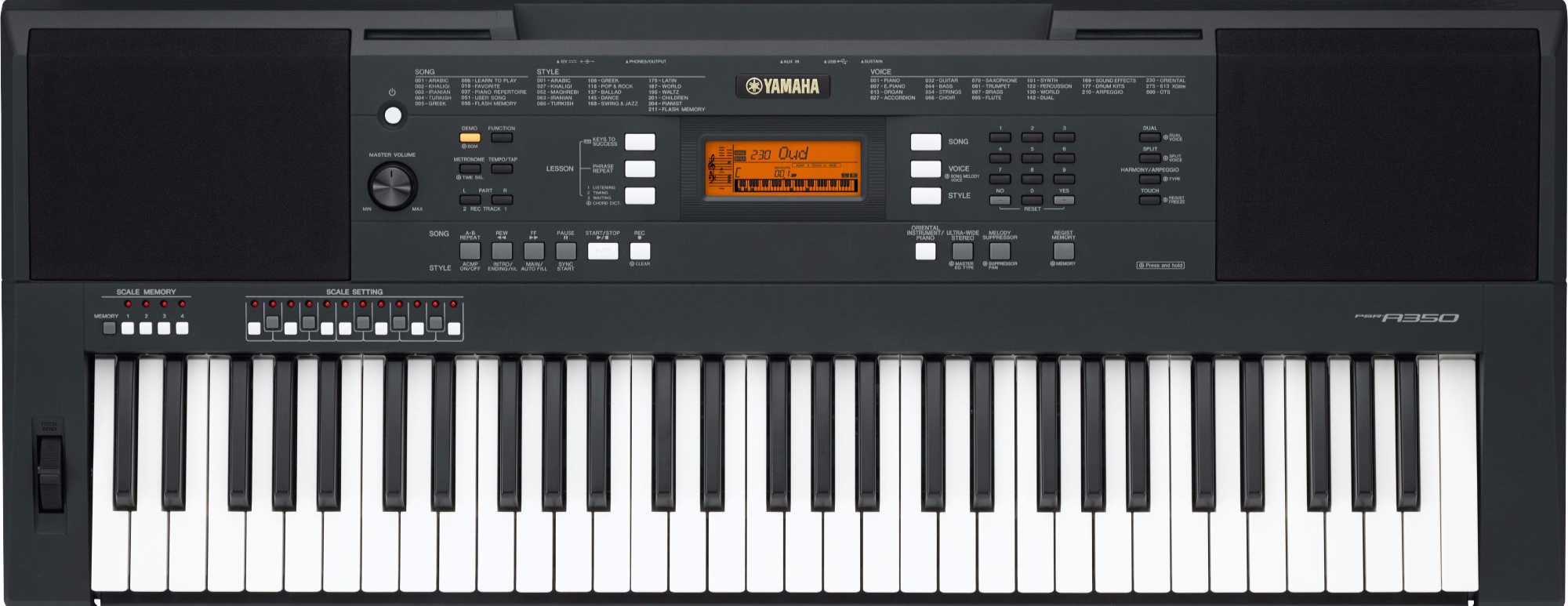 Yamaha PSR-A350 Oriental Keyboard | MUSIC STORE professional
